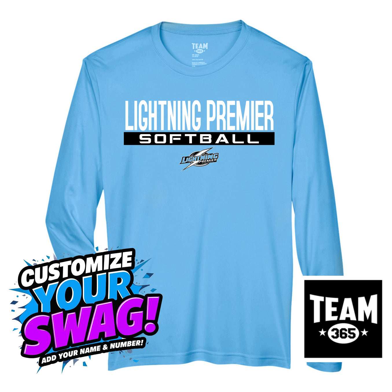 Team 365 Youth & Men's Zone Performance Long-Sleeve T-Shirt - Lightning Premier Softball