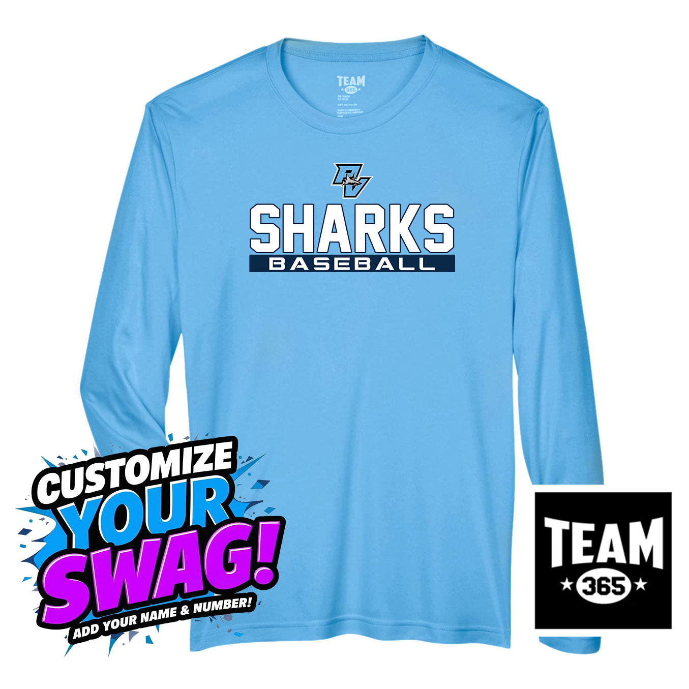 Team 365 Youth & Men's Zone Performance Long-Sleeve T-Shirt - PVAA Sharks