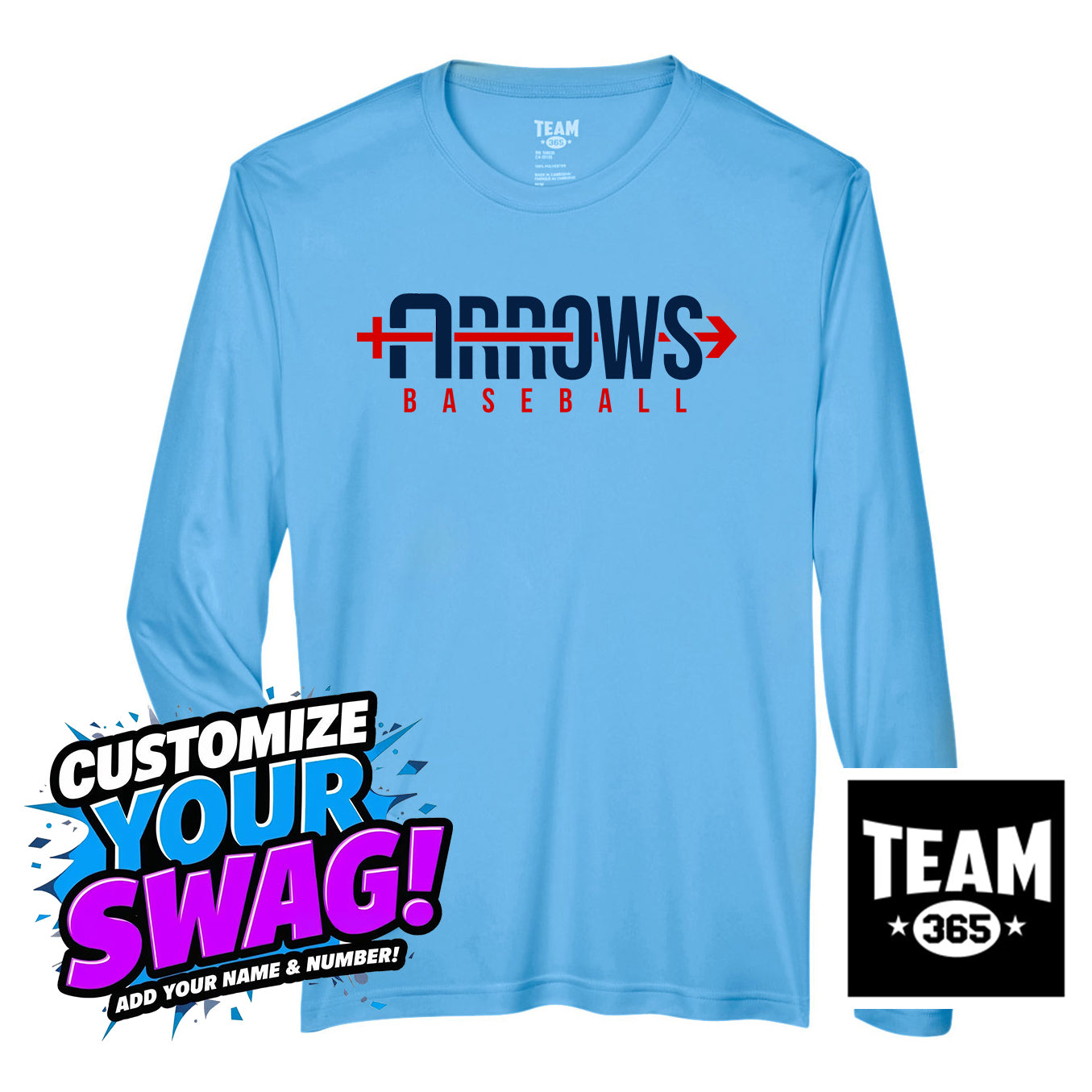 Team 365 Youth & Men's Zone Performance Long-Sleeve T-Shirt - Arrows Baseball