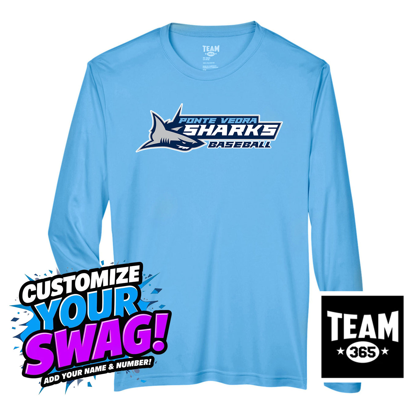 Team 365 Youth & Men's Zone Performance Long-Sleeve T-Shirt - PVAA Sharks