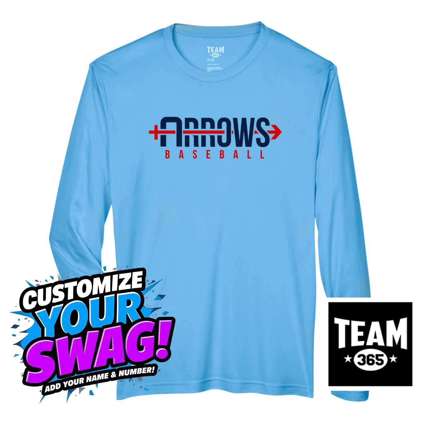 Team 365 Youth & Men's Zone Performance Long-Sleeve T-Shirt - Arrows Baseball