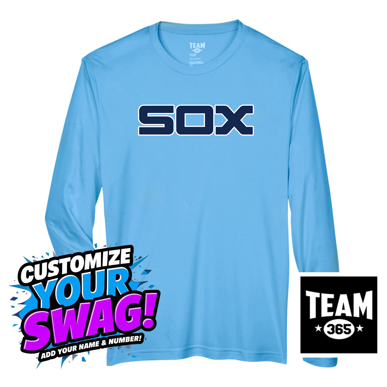 Team 365 Youth & Men's Zone Performance Long-Sleeve T-Shirt - Blue Sox Baseball