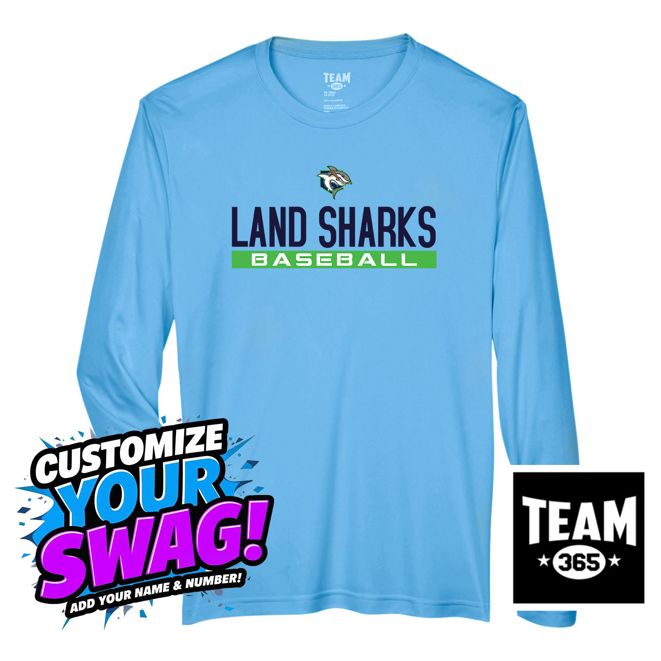 Team 365 Youth & Men's Zone Performance Long-Sleeve T-Shirt - OBP Land Sharks