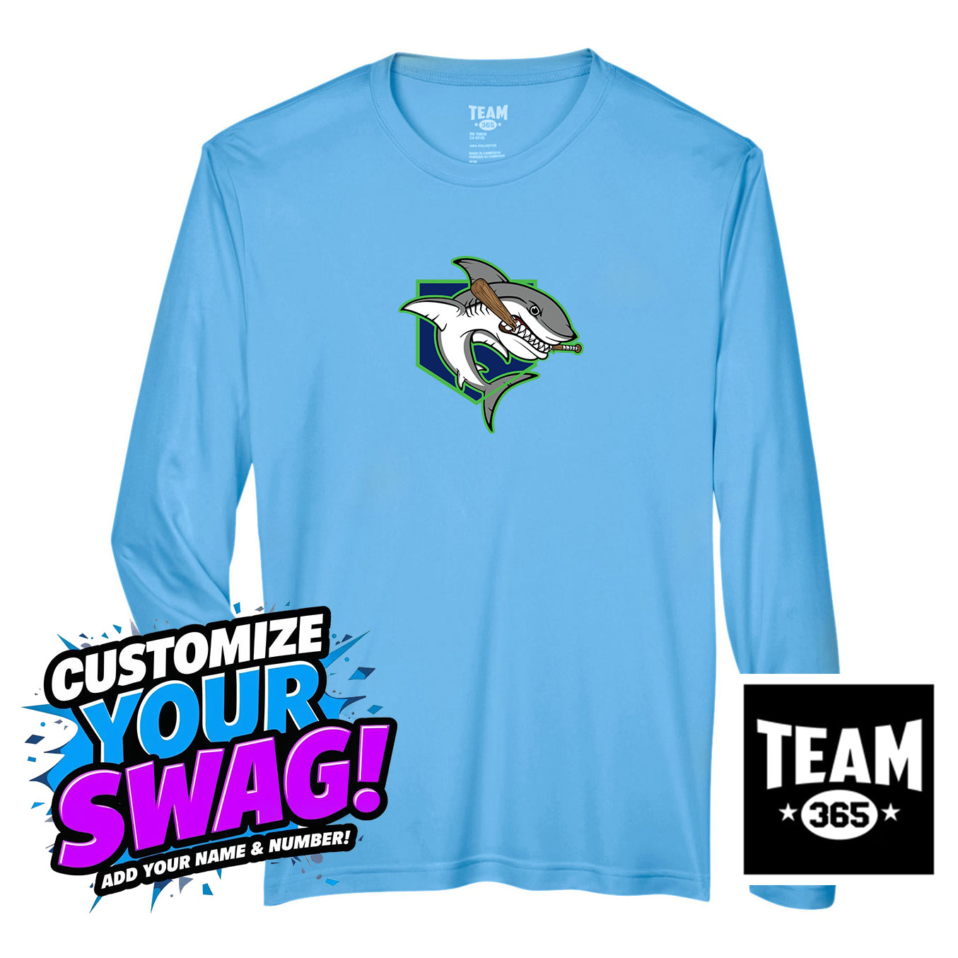 Team 365 Youth & Men's Zone Performance Long-Sleeve T-Shirt - OBP Land Sharks