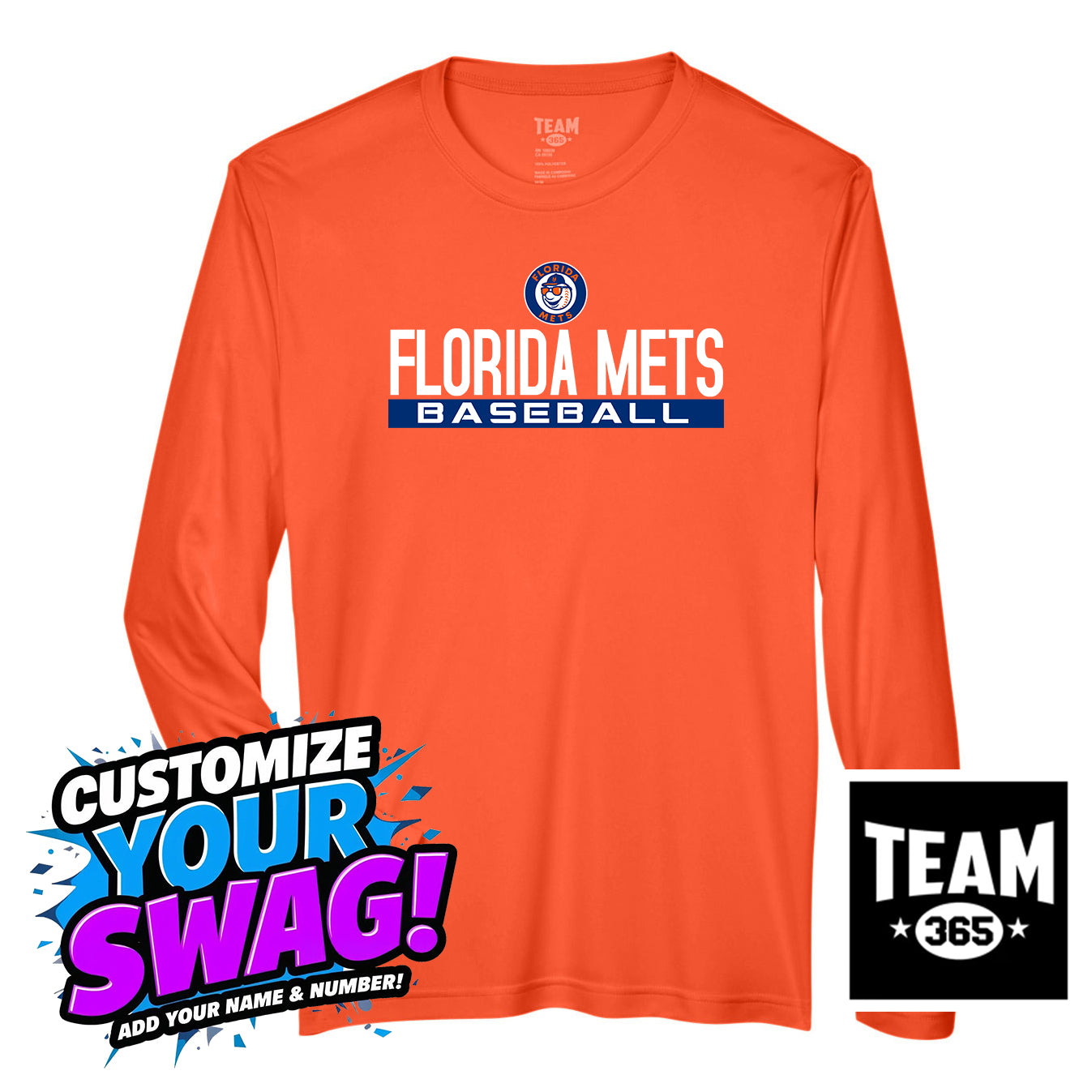 Team 365 Youth & Men's Zone Performance Long-Sleeve T-Shirt - Florida Mets Baseball