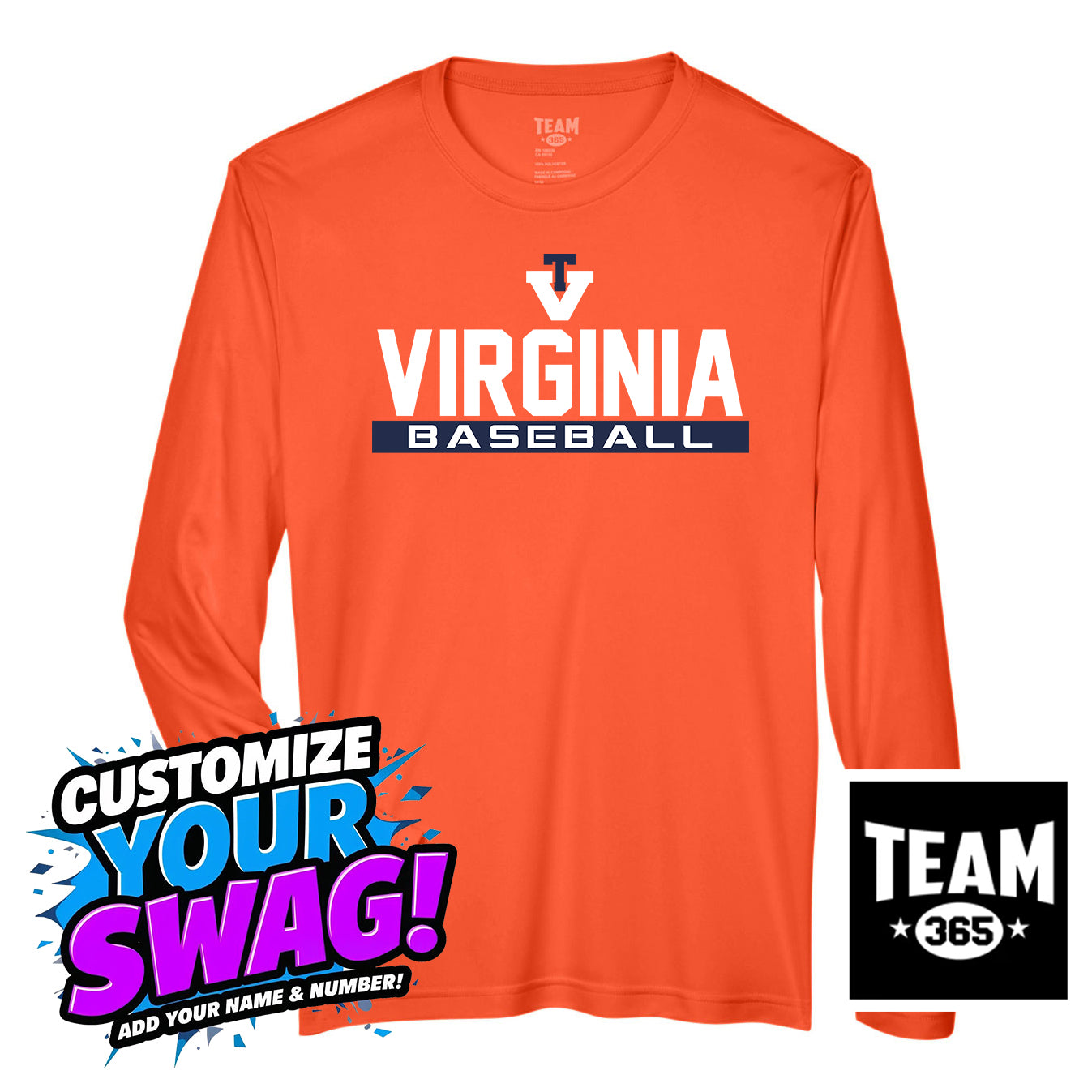 Team 365 Youth & Men's Zone Performance Long-Sleeve T-Shirt - Team Virginia Baseball