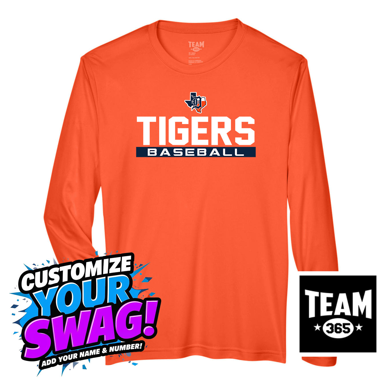 Team 365 Youth & Men's Zone Performance Long-Sleeve T-Shirt - Dallas Tigers Baseball