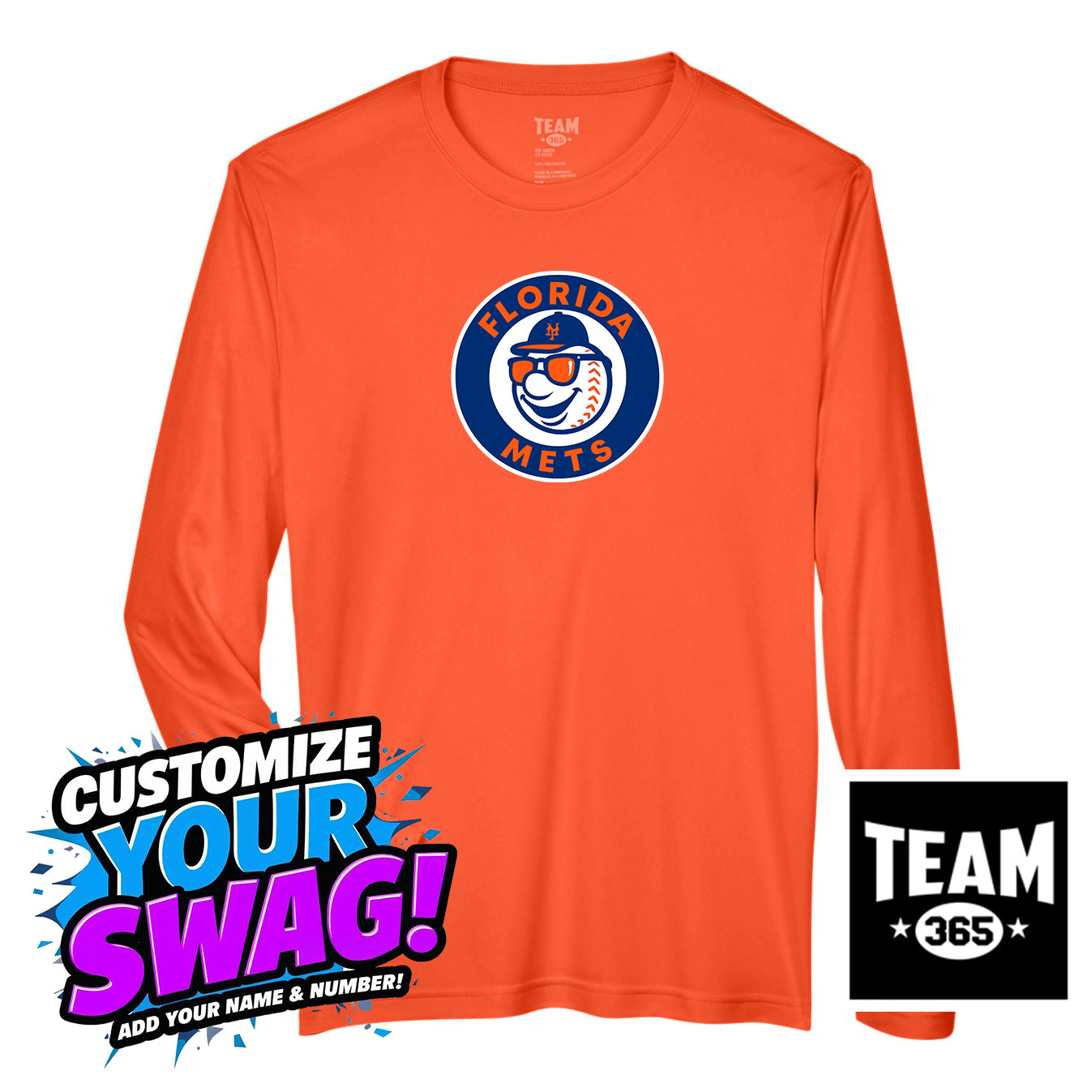 Team 365 Youth & Men's Zone Performance Long-Sleeve T-Shirt - Florida Mets Baseball