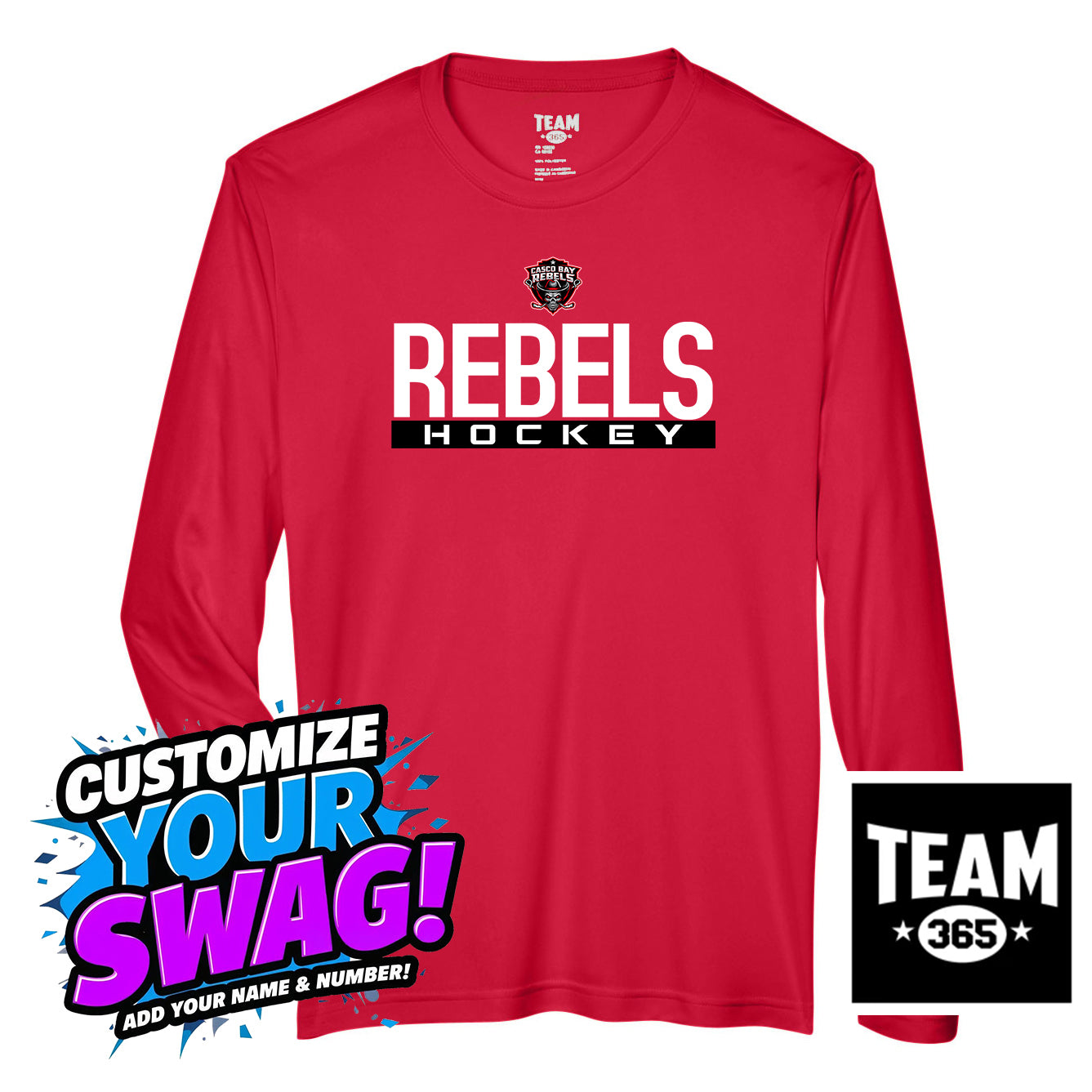 Team 365 Youth & Men's Zone Performance Long-Sleeve T-Shirt - Casco Bay Rebels Hockey