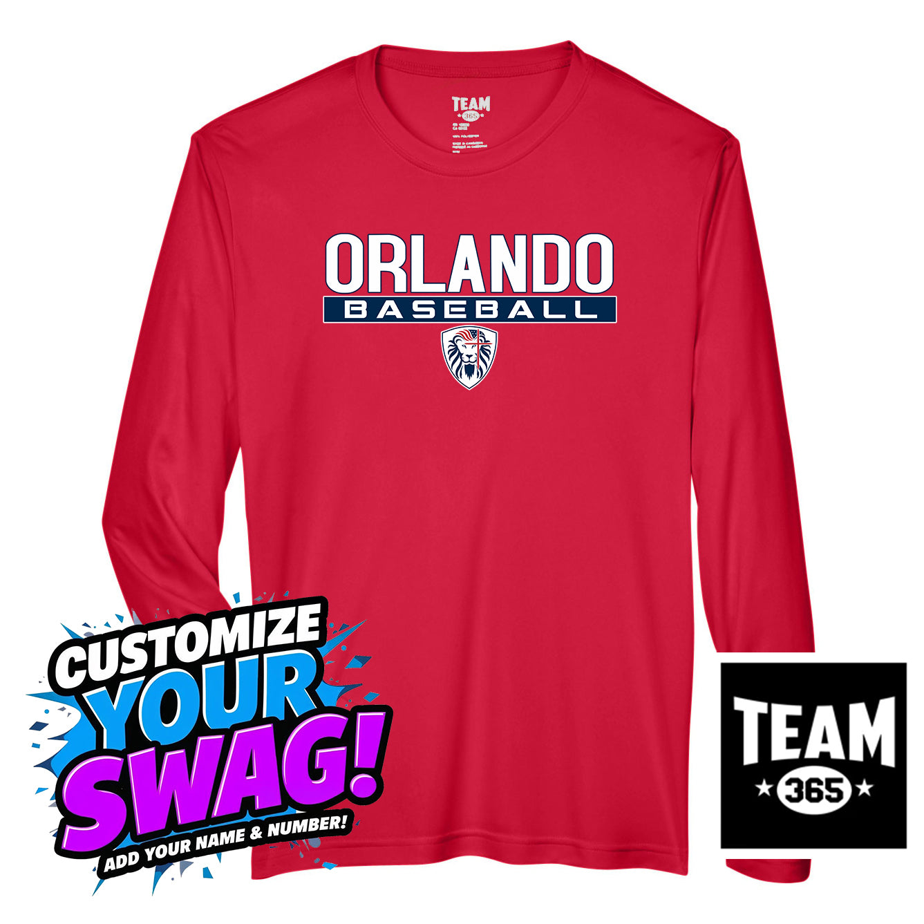 Team 365 Youth & Men's Zone Performance Long-Sleeve T-Shirt - Orlando Lions Baseball