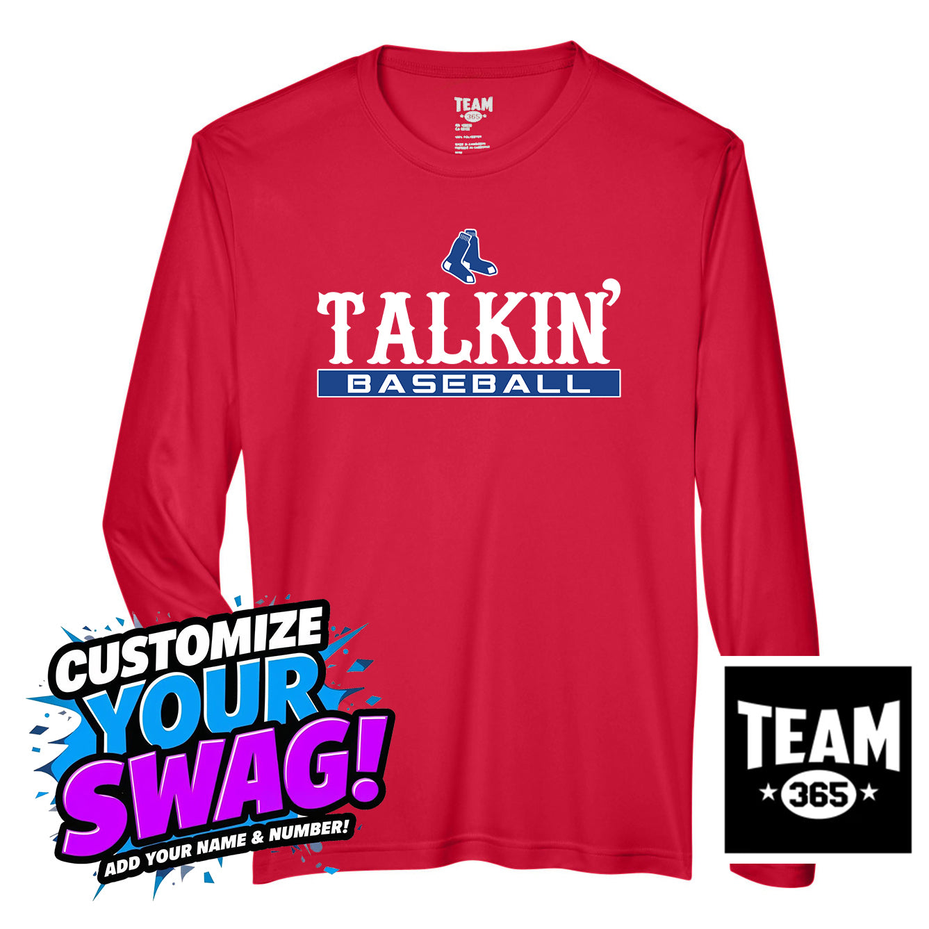 Team 365 Youth & Men's Zone Performance Long-Sleeve T-Shirt - Talkin' Baseball