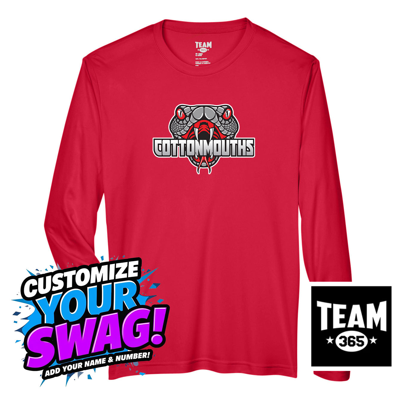 Team 365 Youth & Men's Zone Performance Long-Sleeve T-Shirt - Black Creek Cottonmouths