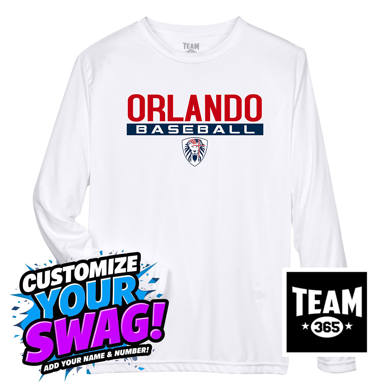 Team 365 Youth & Men's Zone Performance Long-Sleeve T-Shirt - Orlando Lions Baseball