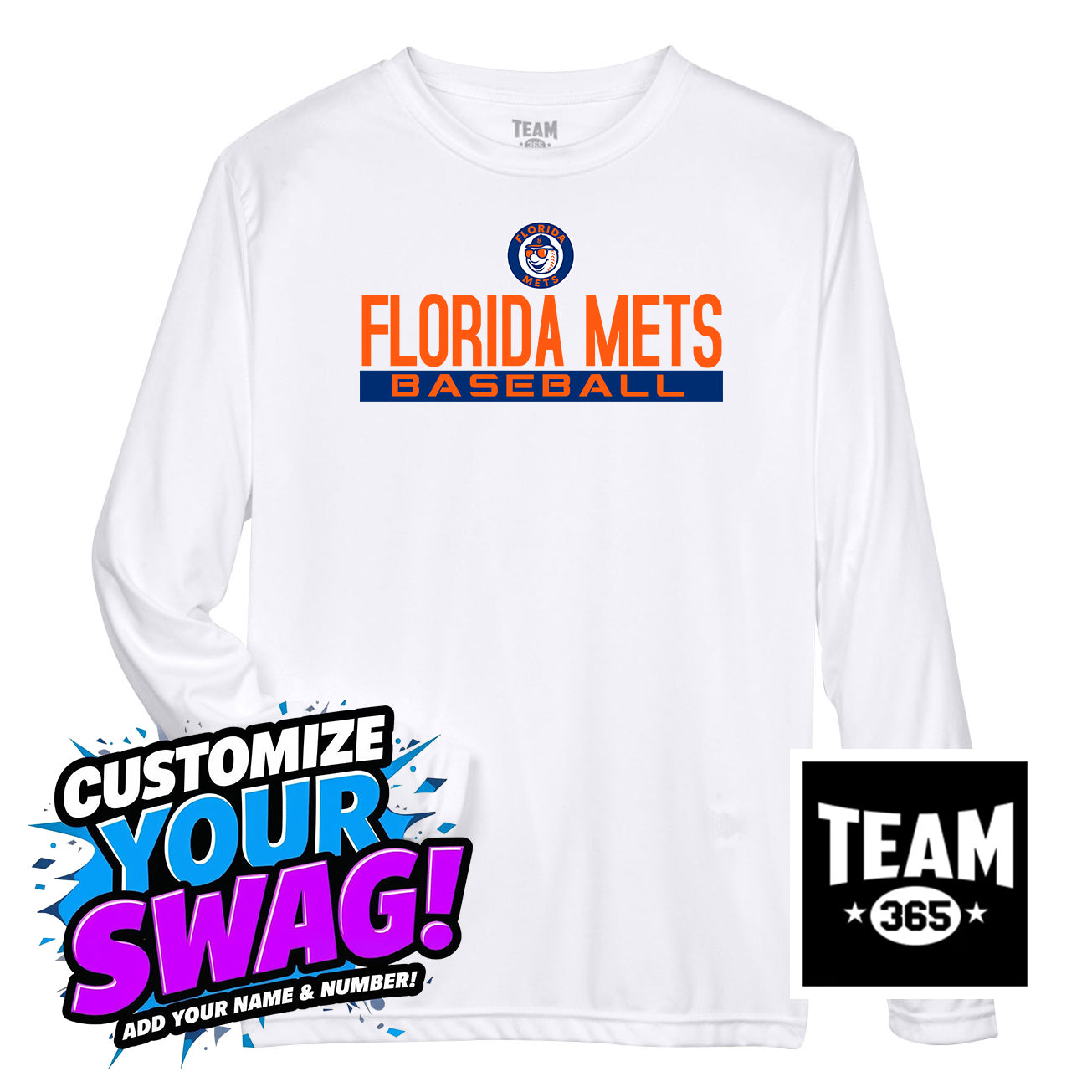 Team 365 Youth & Men's Zone Performance Long-Sleeve T-Shirt - Florida Mets Baseball