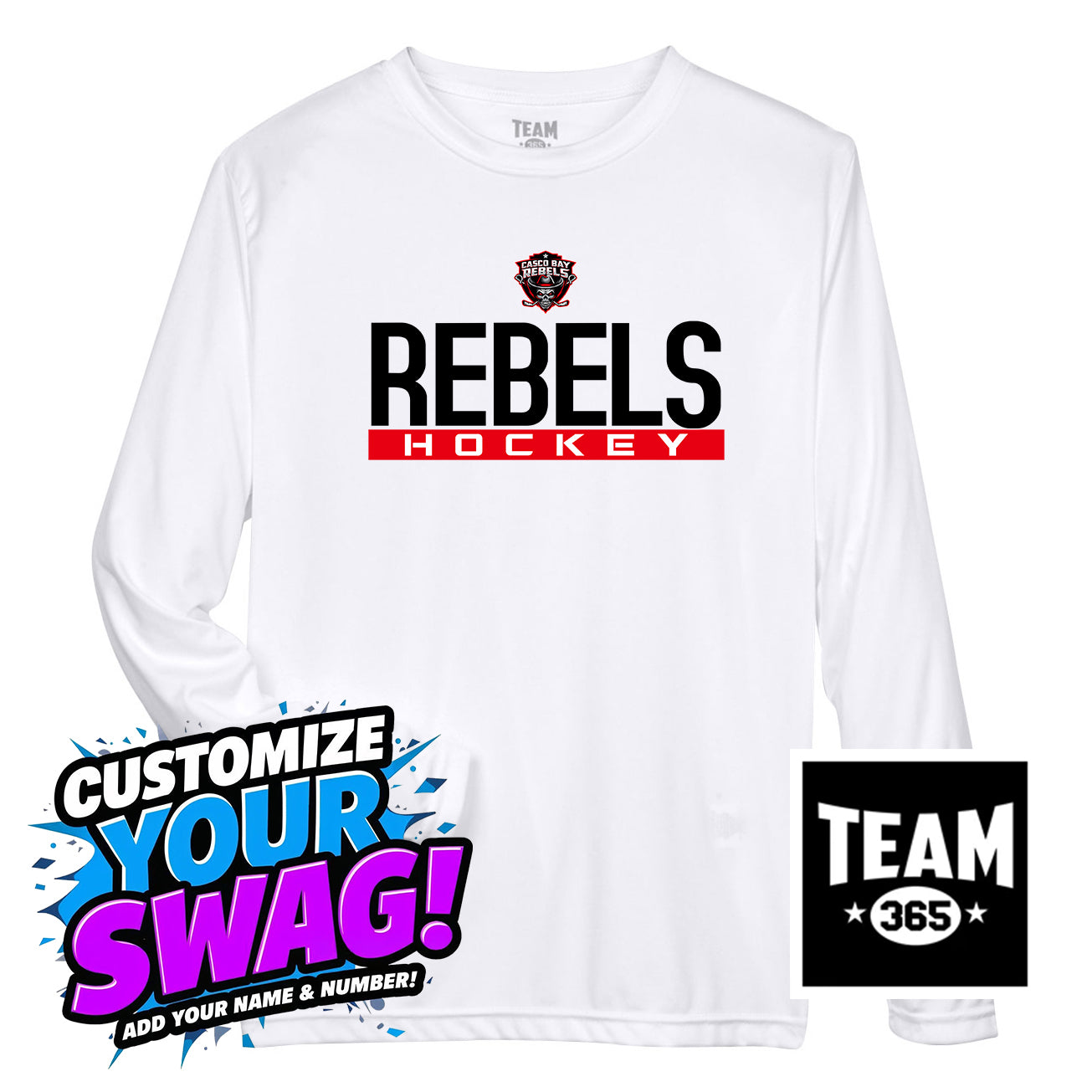 Team 365 Youth & Men's Zone Performance Long-Sleeve T-Shirt - Casco Bay Rebels Hockey