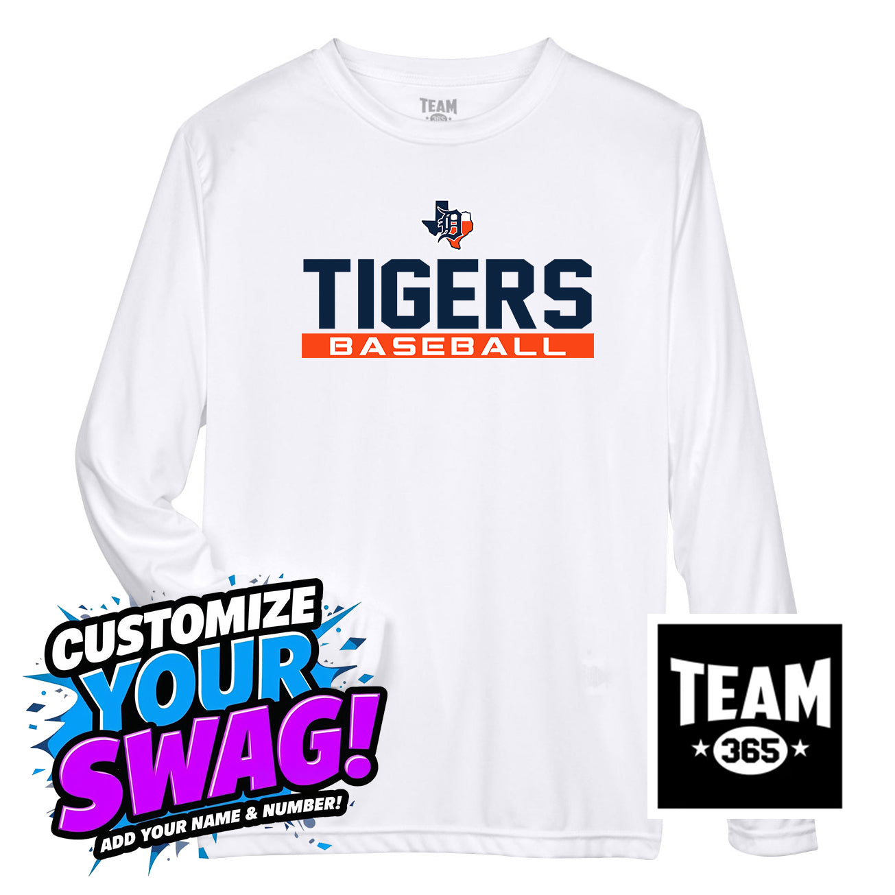 Team 365 Youth & Men's Zone Performance Long-Sleeve T-Shirt - Dallas Tigers Baseball