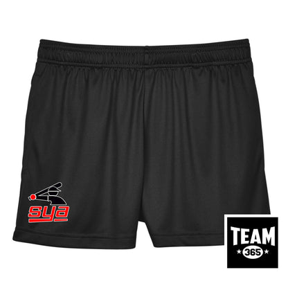 Team 365 TT11SHW Women's Zone Performance Short - SYA Batter Logo