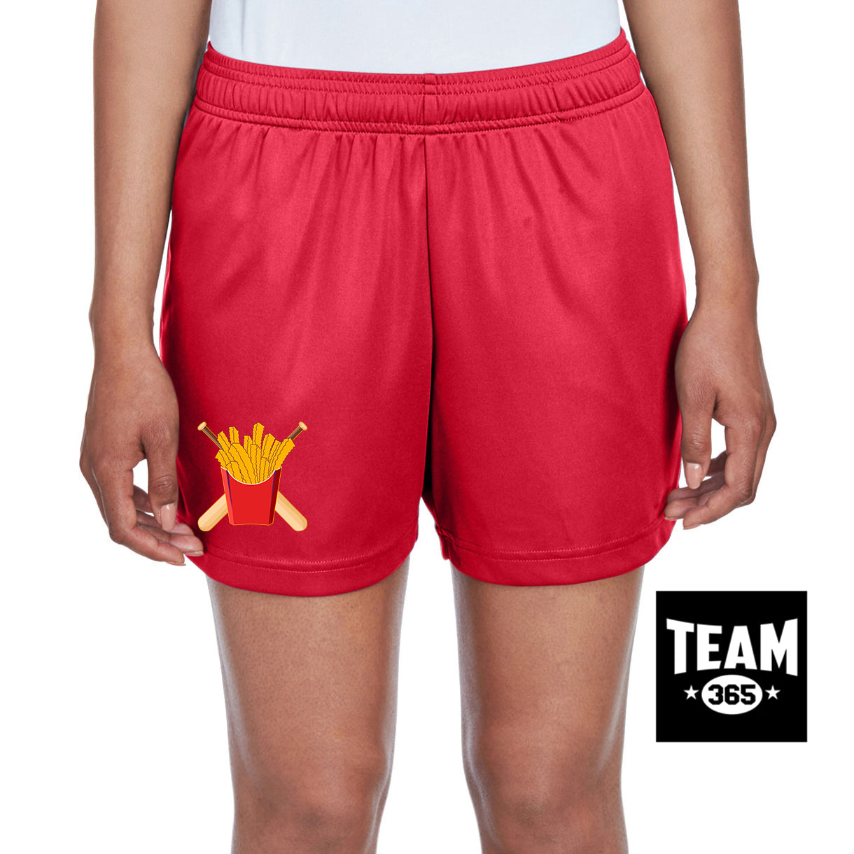 Team 365 TT11SHW Women's Zone Performance Short - Team Rally Fries Baseball