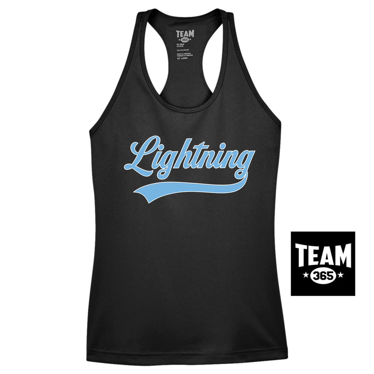 Team 365 TT11WRC Women's Zone Performance Racerback Tank - Lightning Baseball
