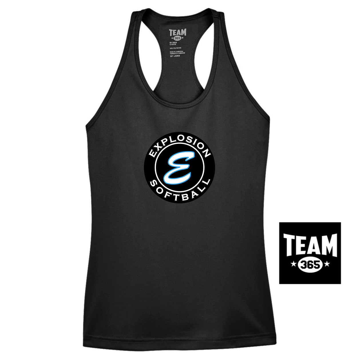 Team 365 TT11WRC Women's Zone Performance Racerback Tank - Explosion Softball