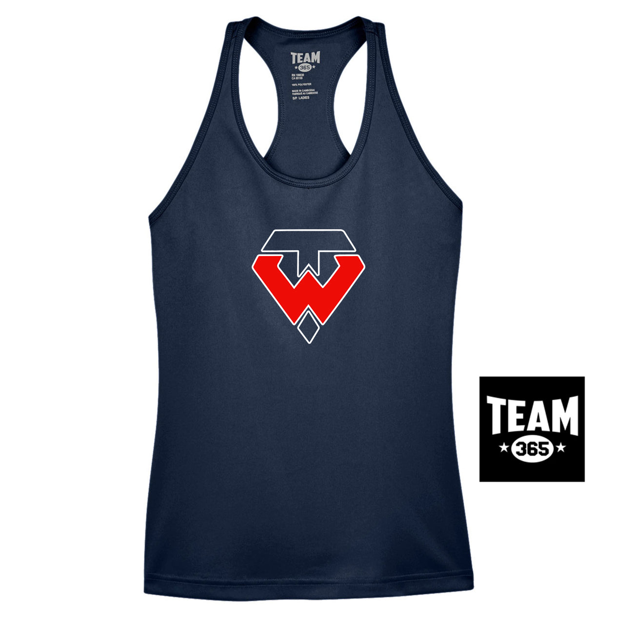 Team 365 TT11WRC Women's Zone Performance Racerback Tank - Tampa Warriors Baseball