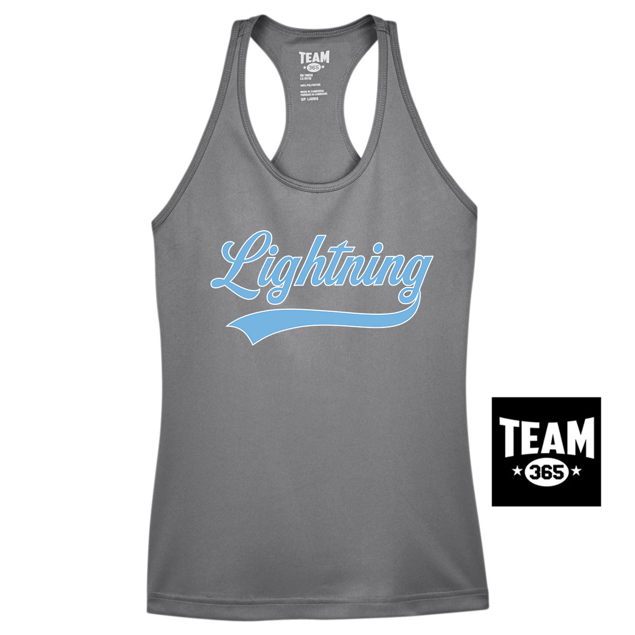 Team 365 TT11WRC Women's Zone Performance Racerback Tank - Lightning Baseball
