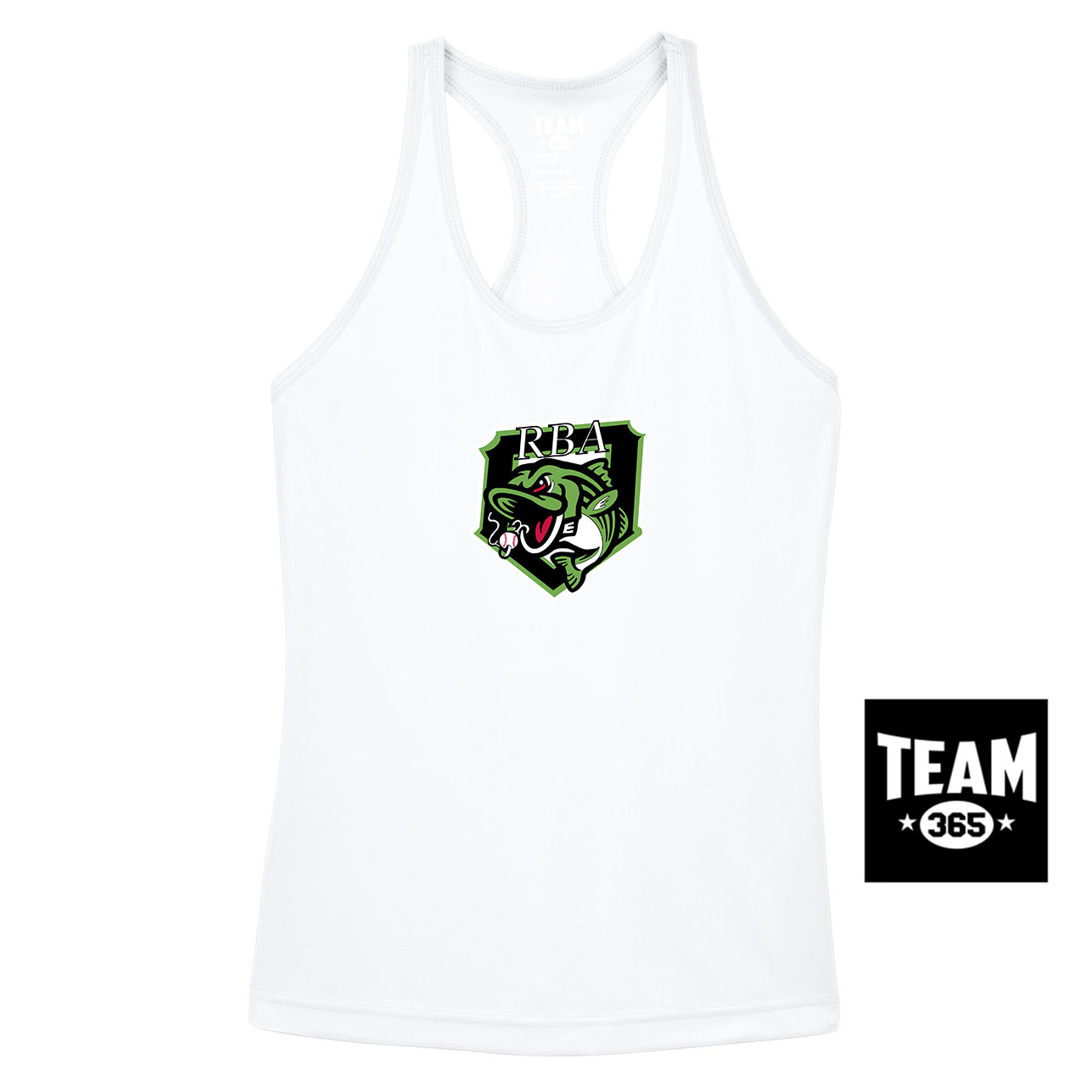 Team 365 TT11WRC Women's Zone Performance Racerback Tank - RBA Stripers Baseball
