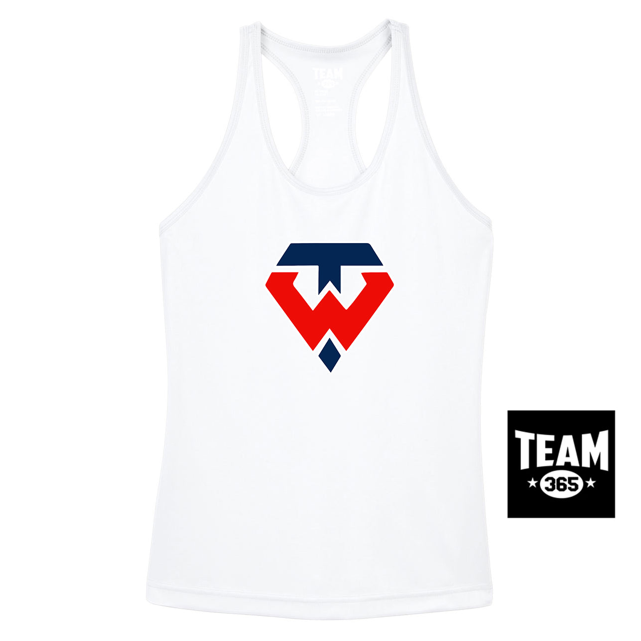 Team 365 TT11WRC Women's Zone Performance Racerback Tank - Tampa Warriors Baseball