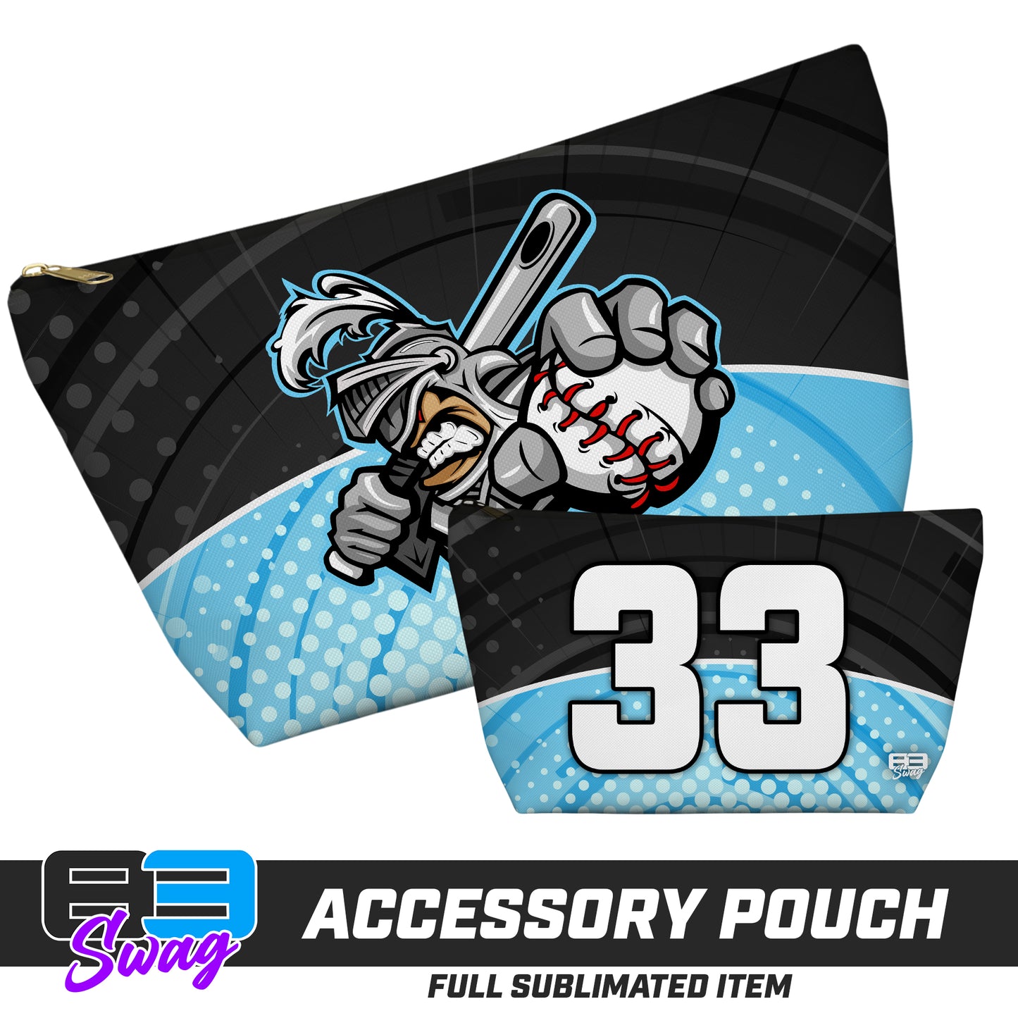 CUSTOM - 7"x12" Accessory Pouch w T-bottom - Knights Baseball