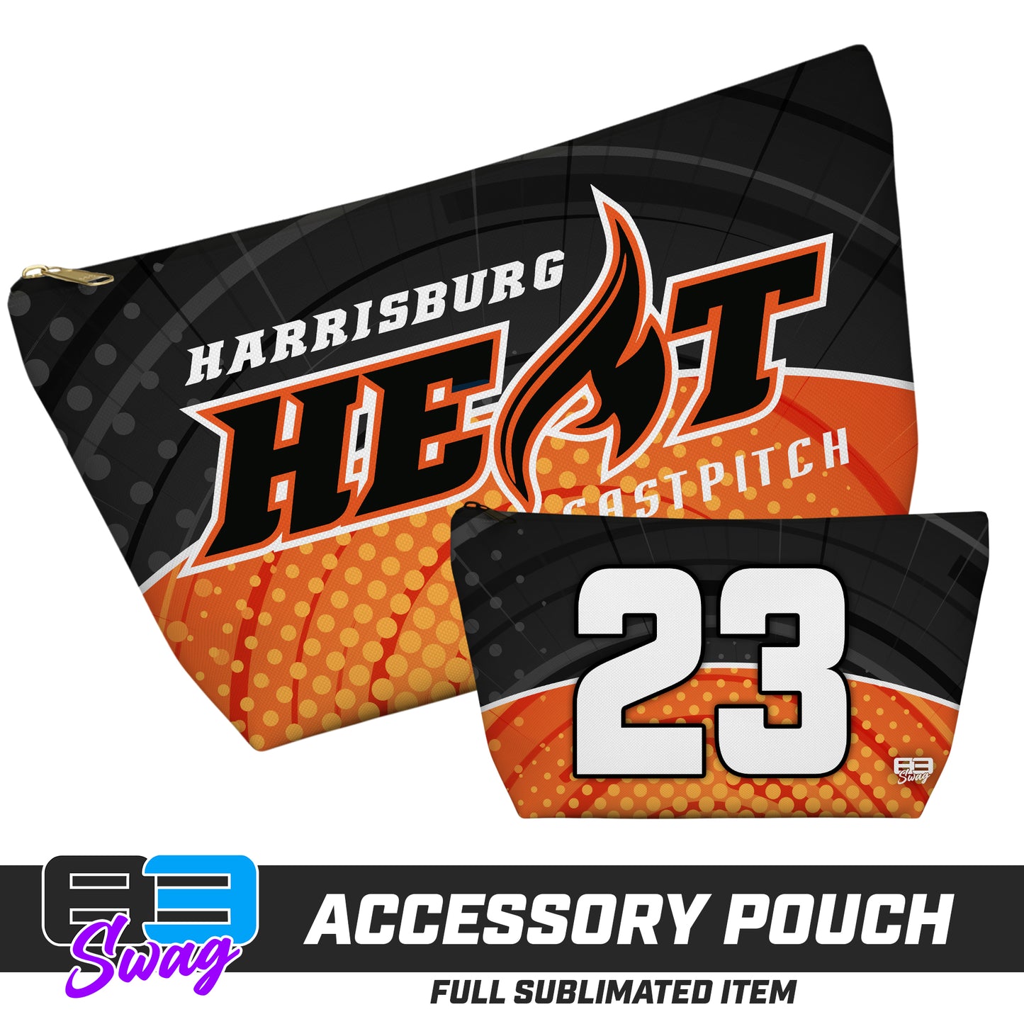 CUSTOM - 7"x12" Accessory Pouch w T-bottom - Harrisburg Heat Softball