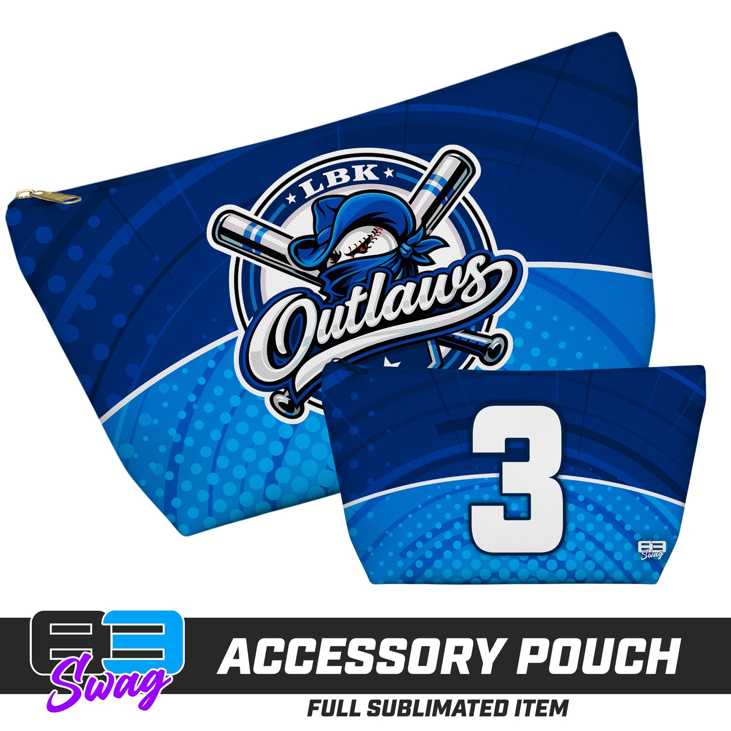 CUSTOM - 7"x12" Accessory Pouch w T-bottom - LBK Outlaws Baseball