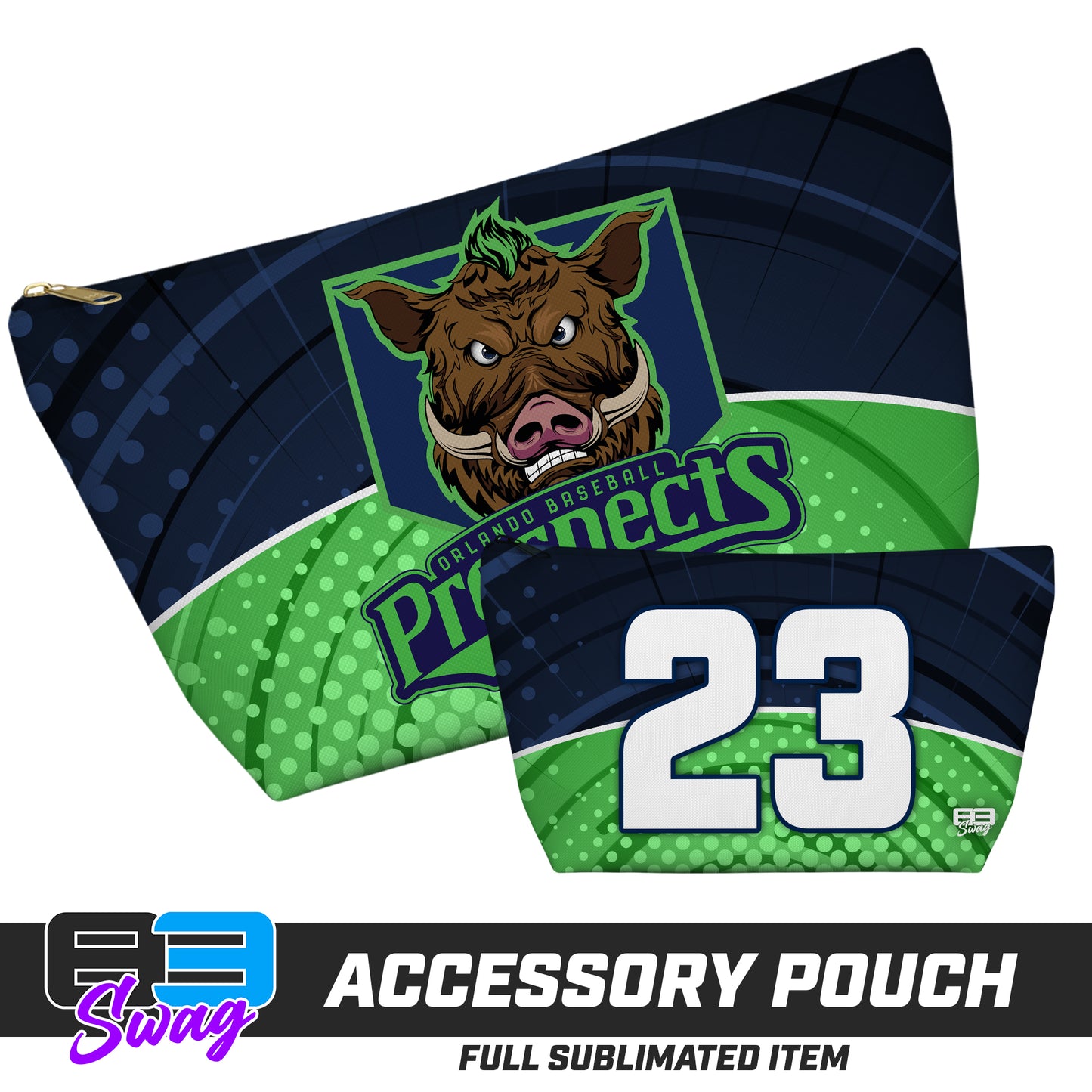 CUSTOM - 7"x12" Accessory Pouch w T-bottom - Orlando Prospects Baseball - OBP - War Hogs