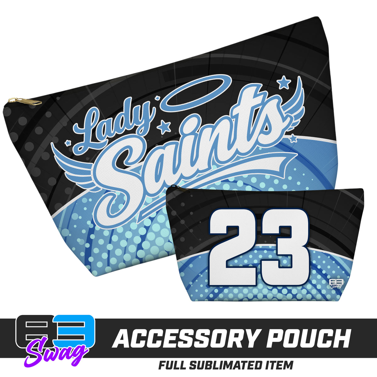 CUSTOM - 7"x12" Accessory Pouch w T-bottom - Lady Saints Softball