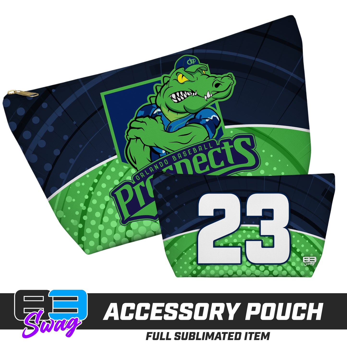 CUSTOM - 7"x12" Accessory Pouch w T-bottom - Orlando Prospects Baseball - OBP - Swamp Kings
