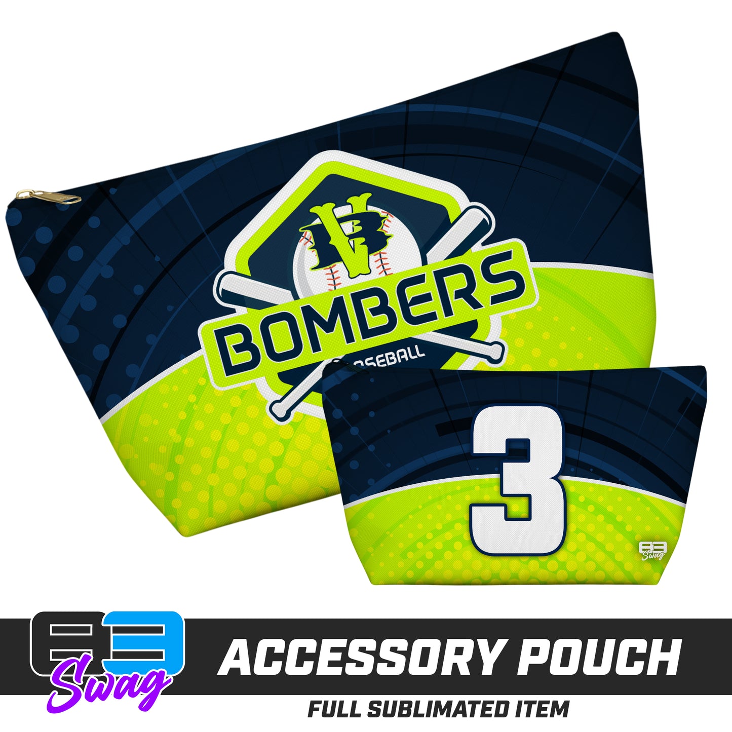 CUSTOM - 7"x12" Accessory Pouch w T-bottom - VB Bombers Baseball