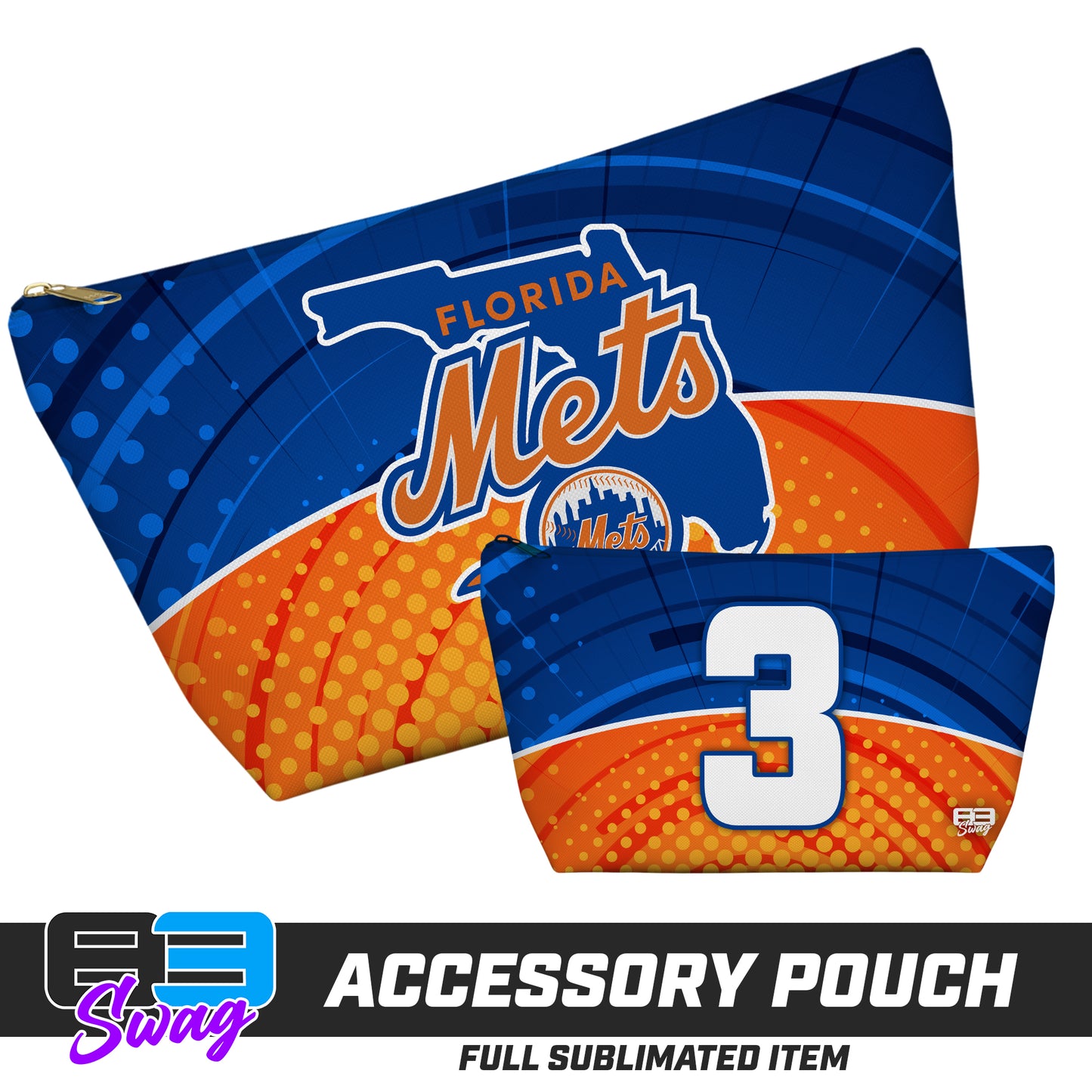 CUSTOM - 7"x12" Accessory Pouch w T-bottom - Florida Mets Baseball