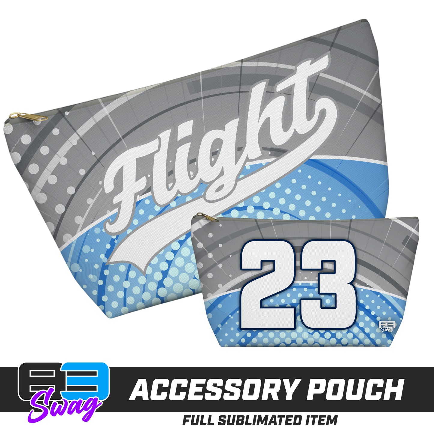 CUSTOM - 7"x12" Accessory Pouch w T-bottom - FCF Flight Baseball Blue