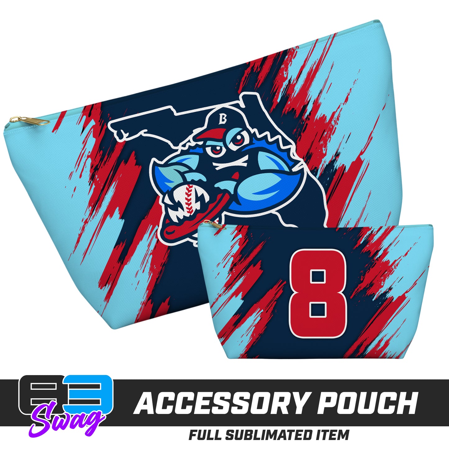 7"x12" Accessory Pouch w T-bottom - FCA Blueclaws Baseball