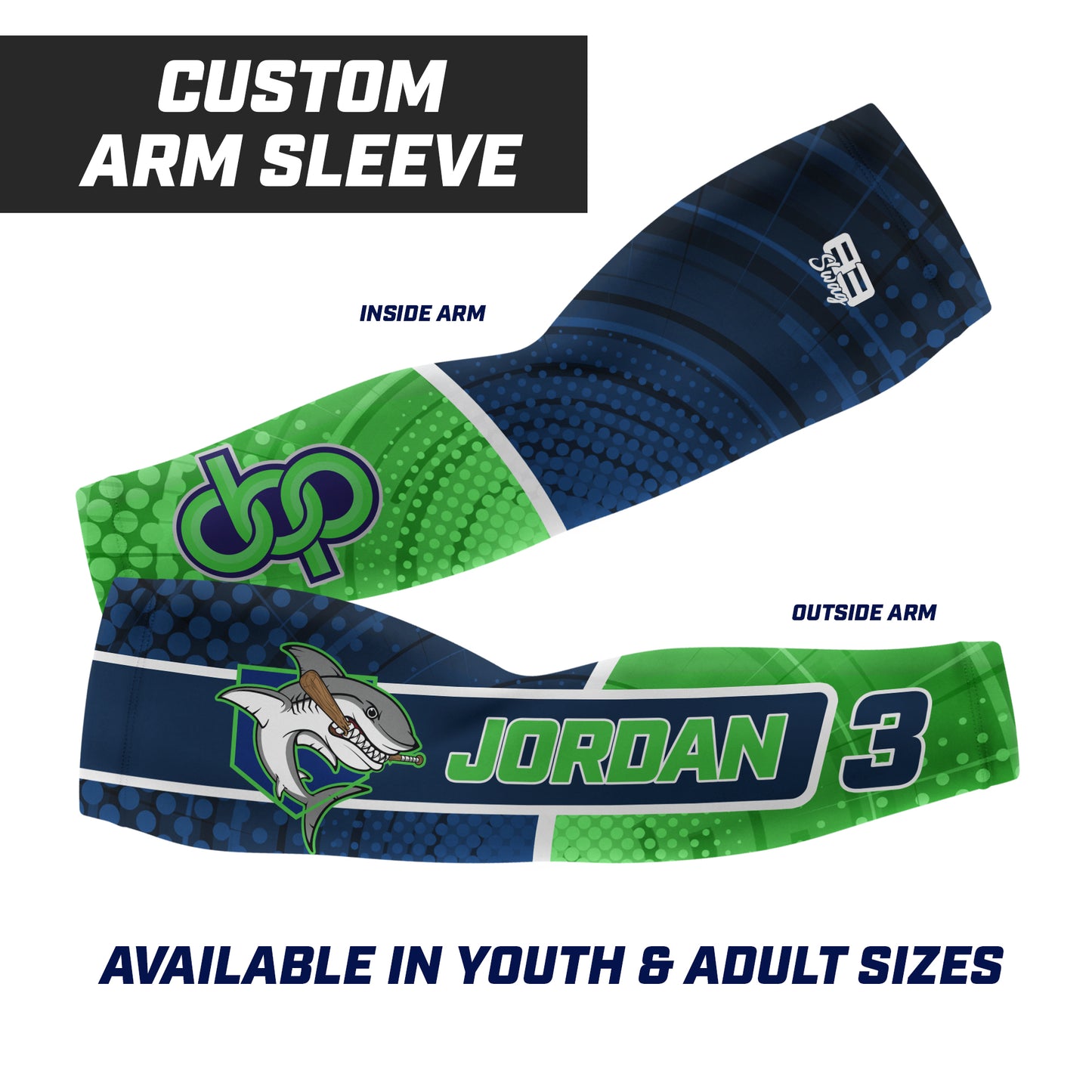 CUSTOM - Full Sublimated Arm Sleeve - Orlando Baseball Prospects - OBP - Land Sharks