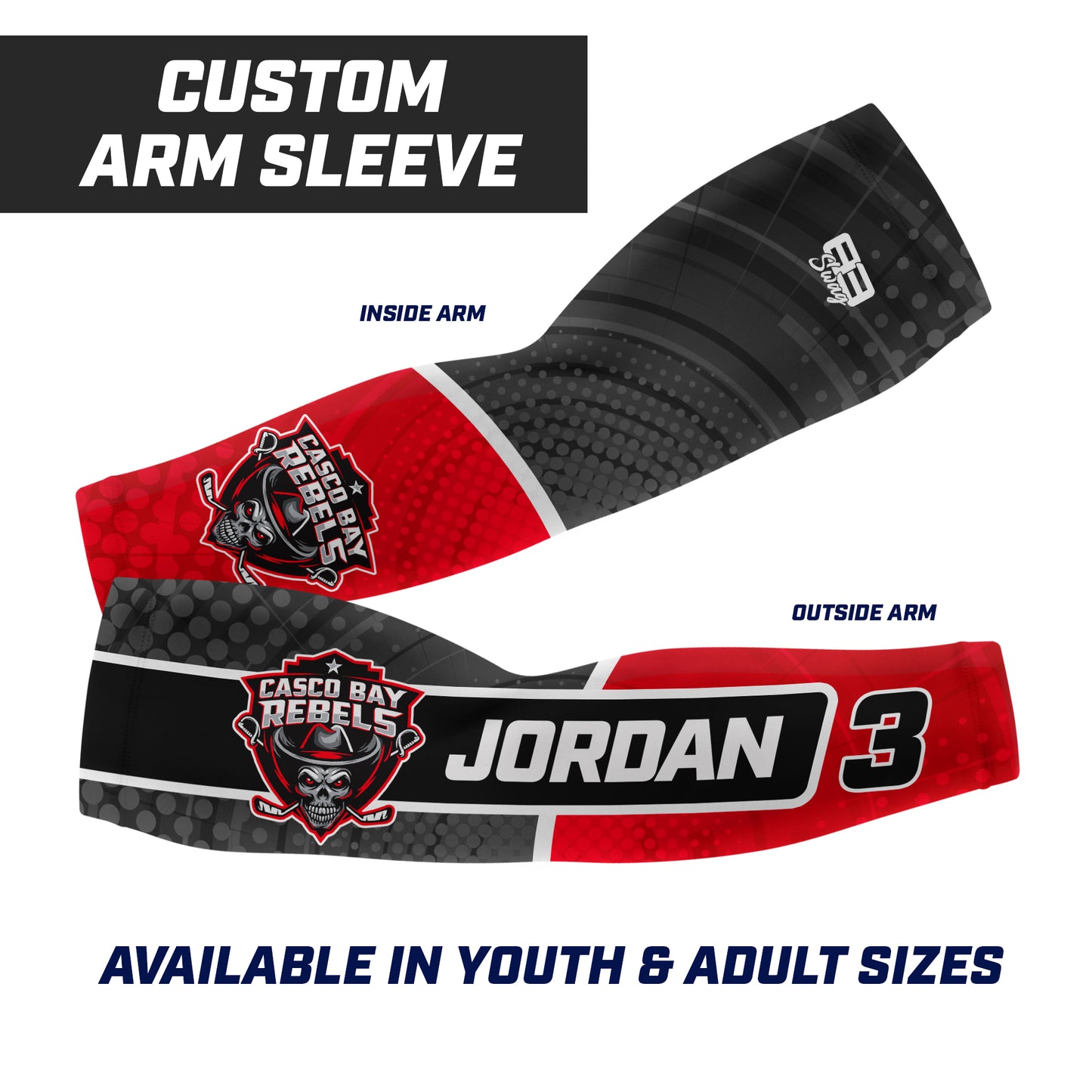 CUSTOM - Full Sublimated Arm Sleeve - Casco Bay Rebels Hockey
