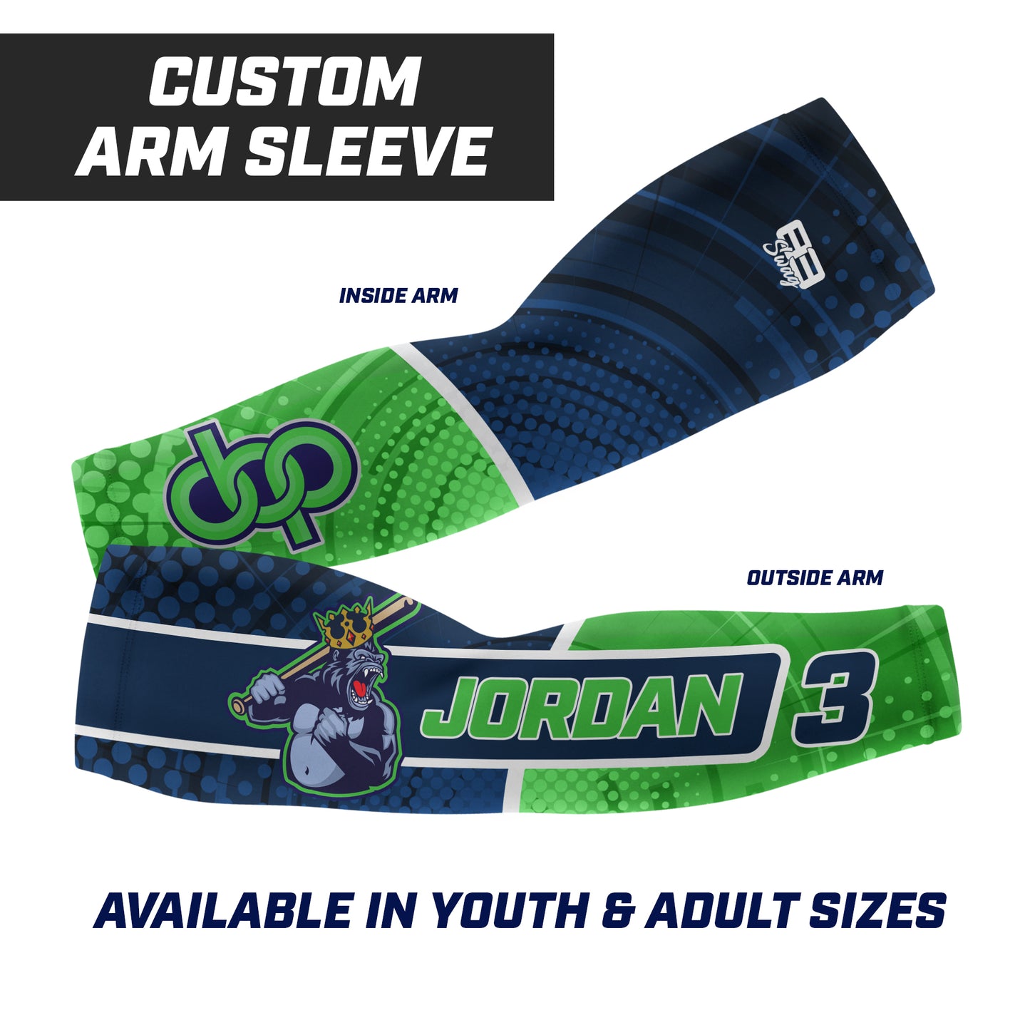 CUSTOM - Full Sublimated Arm Sleeve - Orlando Baseball Prospects - OBP - Gorilla Kings