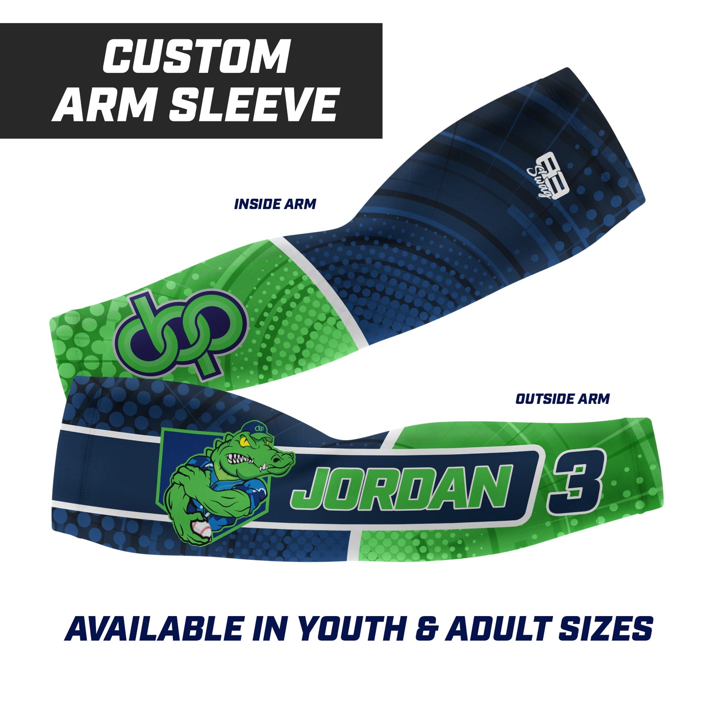 CUSTOM - Full Sublimated Arm Sleeve - Orlando Prospects Baseball - OBP - Swamp Kings