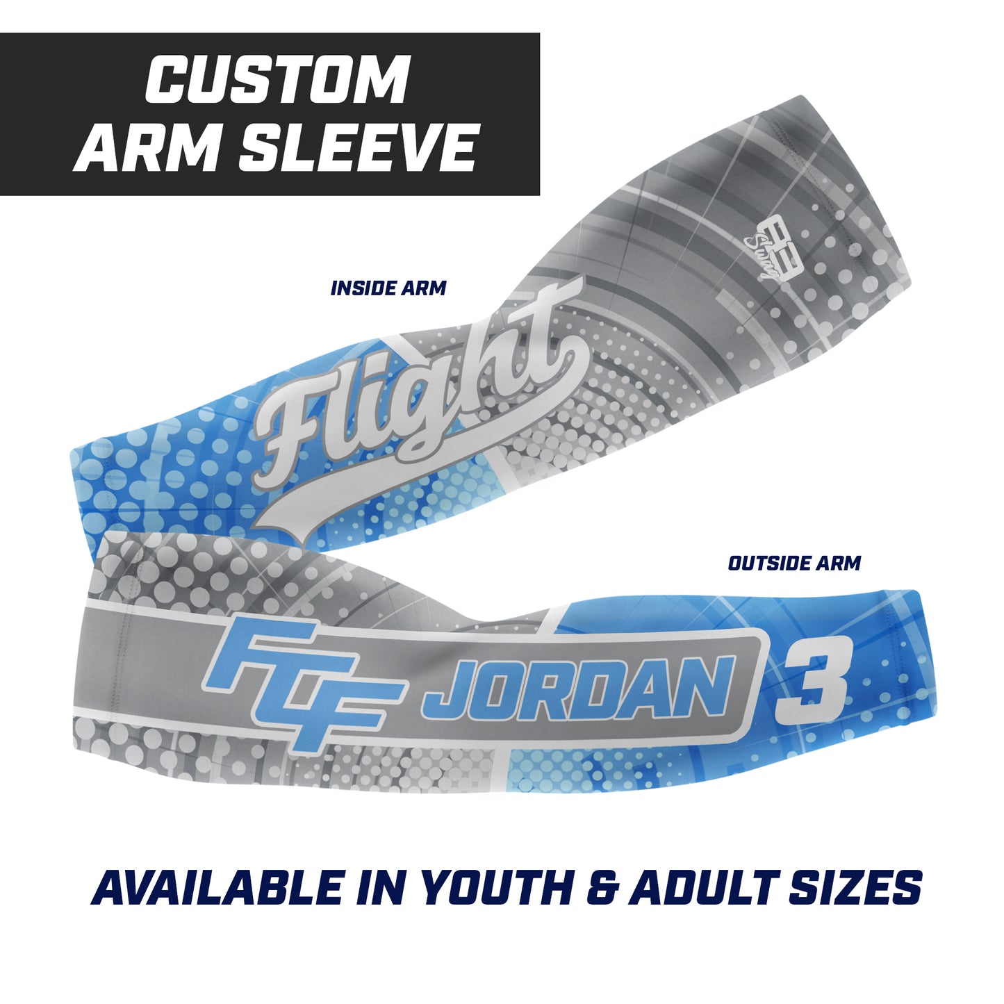 CUSTOM - Full Sublimated Arm Sleeve - FCF Flight Baseball Blue