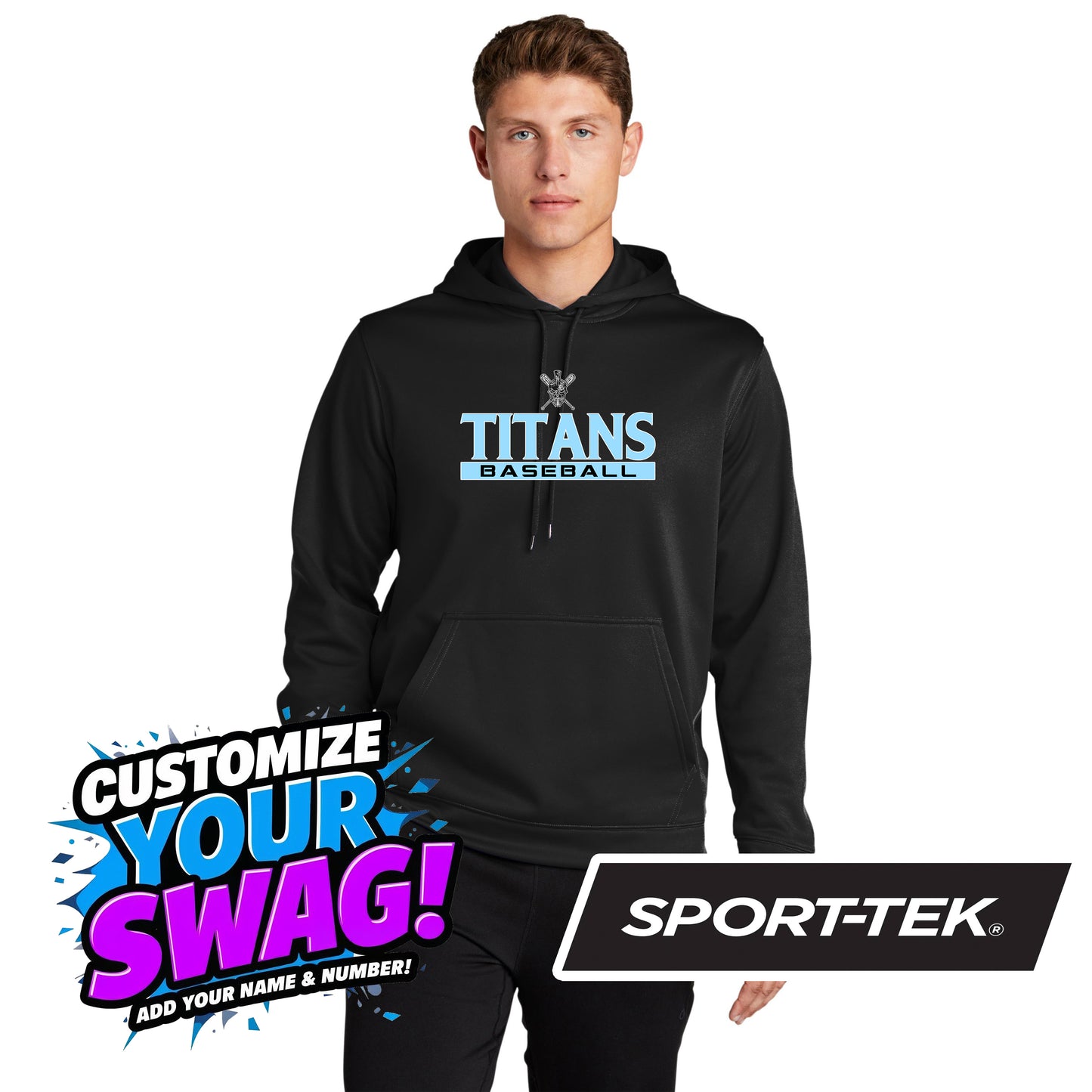 Sport-Tek Sport-Wick Fleece Hooded Pullover F244 - St. Johns Titans Baseball