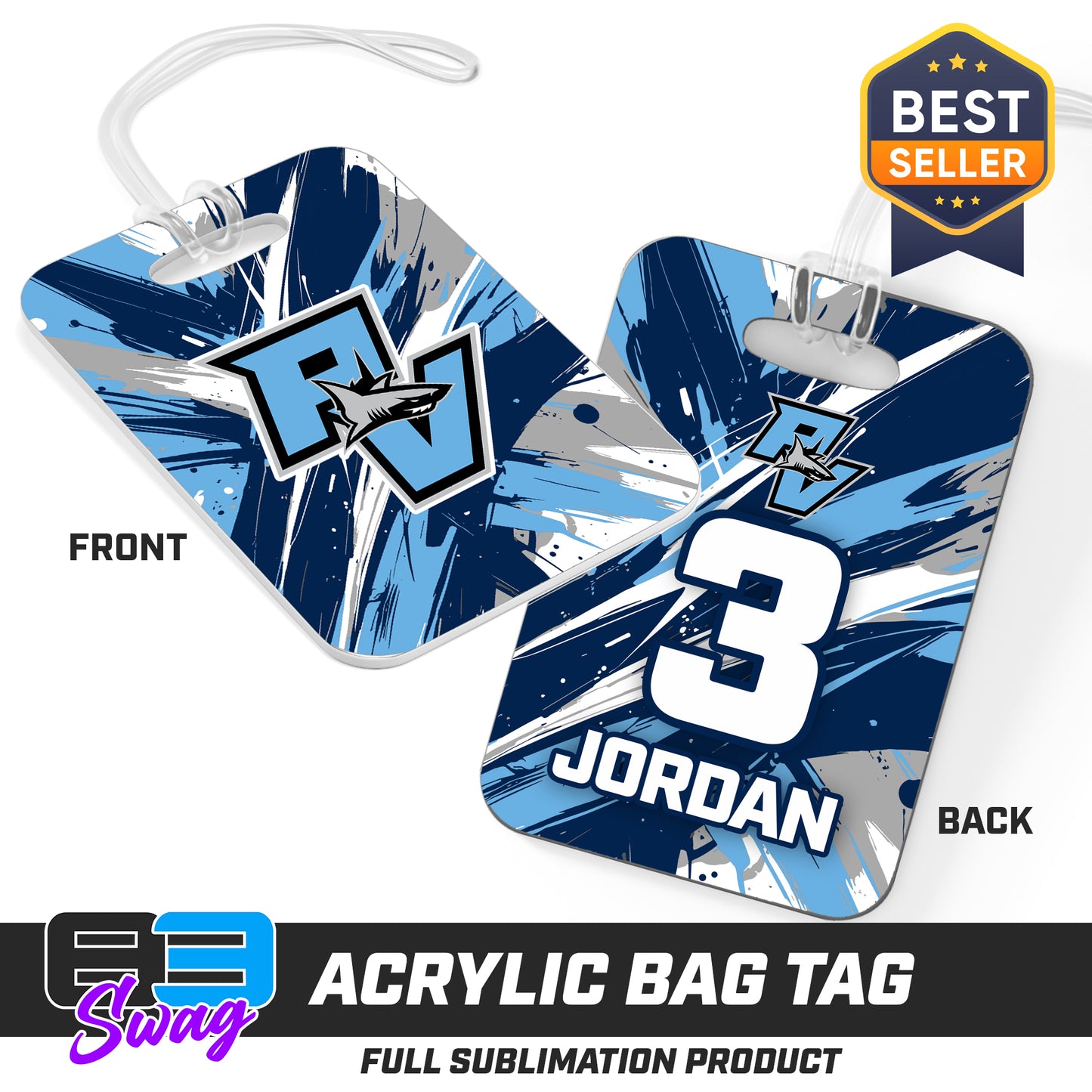 Hard Acrylic Bag Tag - Ponte Vedra Sharks Baseball 2026 Version