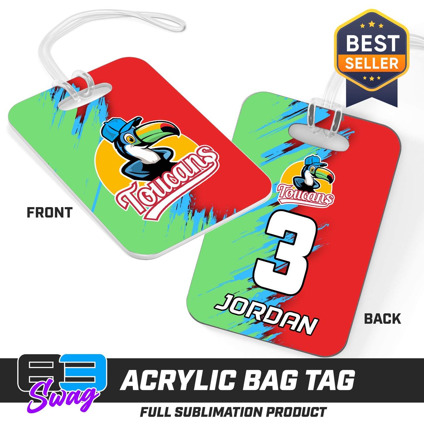 Hard Acrylic Bag Tag - Toucans Baseball LV