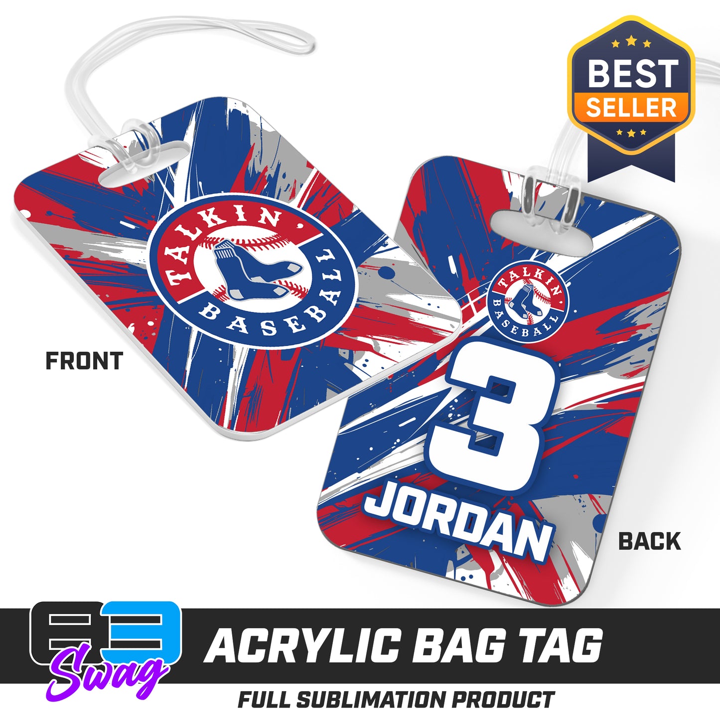 CUSTOM - Hard Acrylic Bag Tag - Talkin Baseball