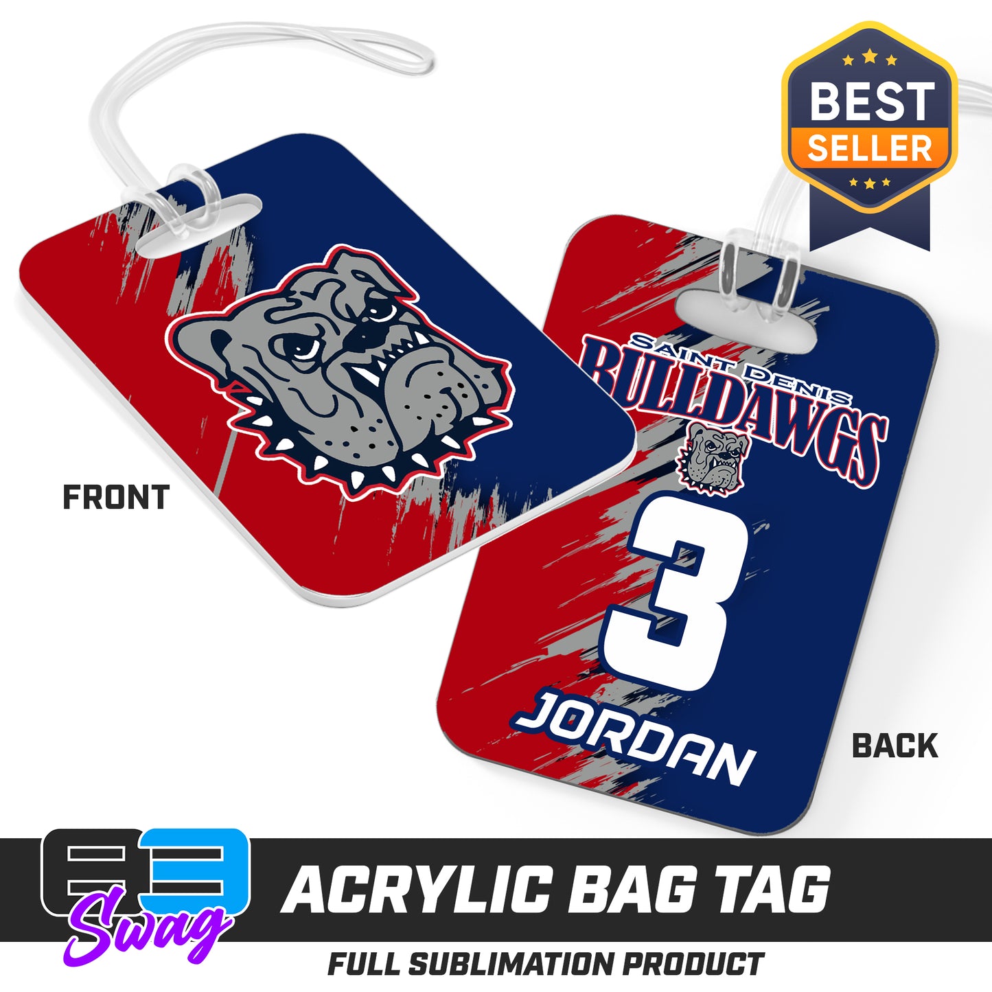 Hard Acrylic Bag Tag - St. Denis Bulldawgs
