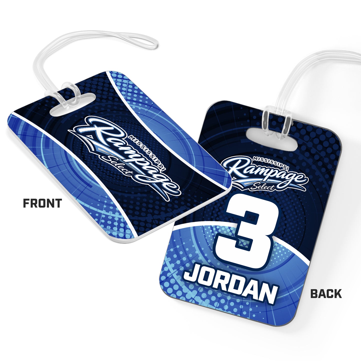CUSTOM - Hard Acrylic Bag Tag - Mississippi Rampage Select Softball