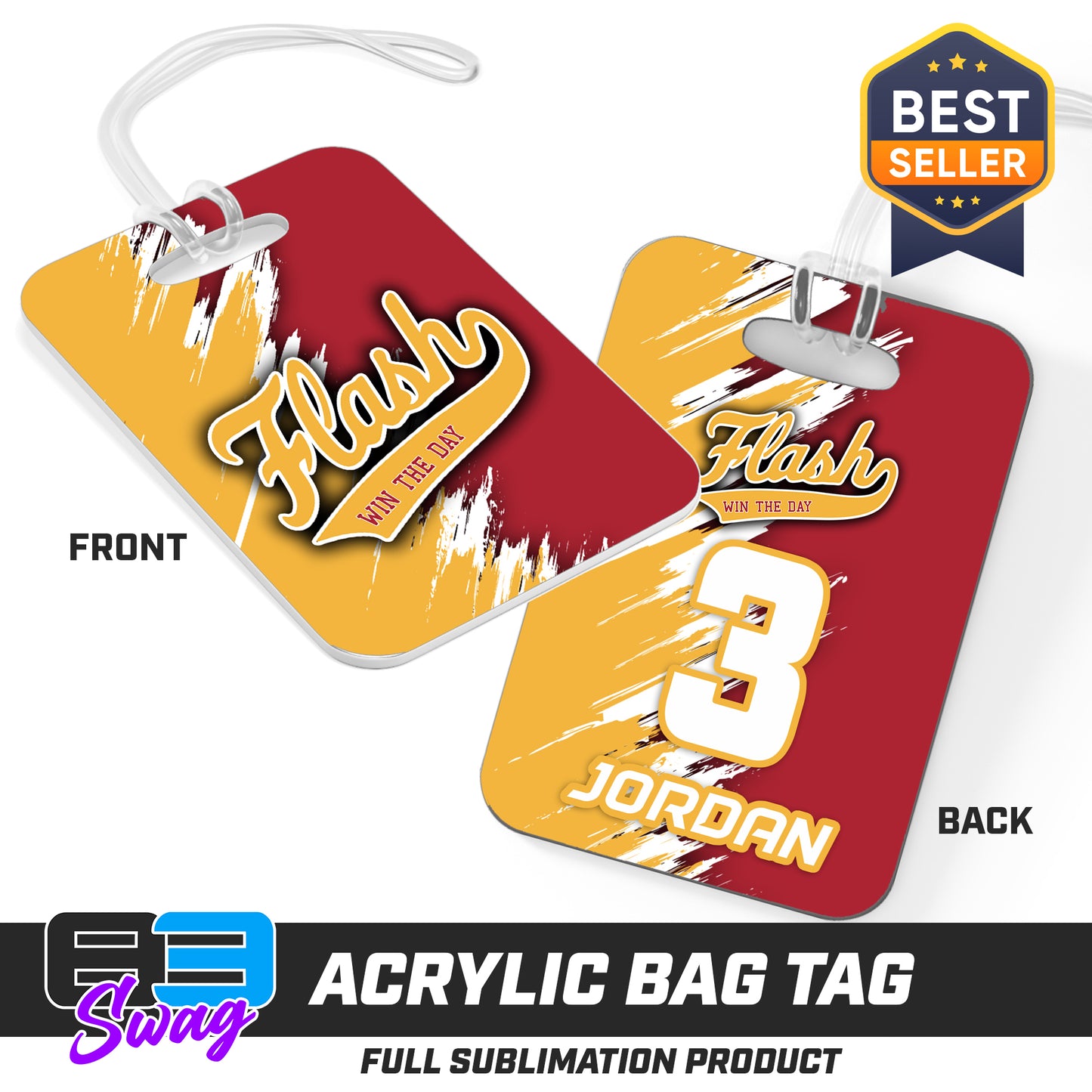 Hard Acrylic Bag Tag - Flash Baseball